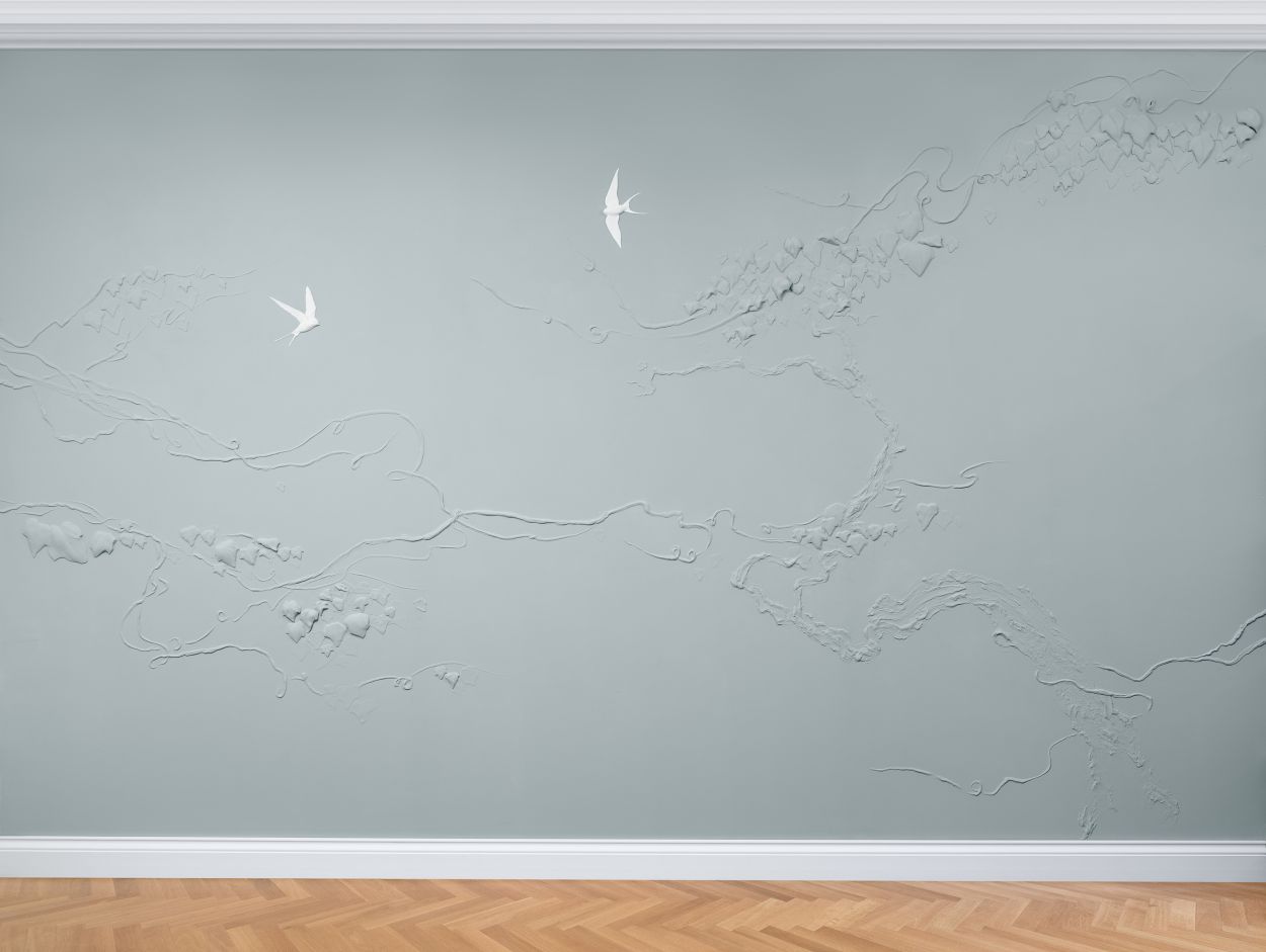 Evening Swallows, bas relief by Peascod for interiors.