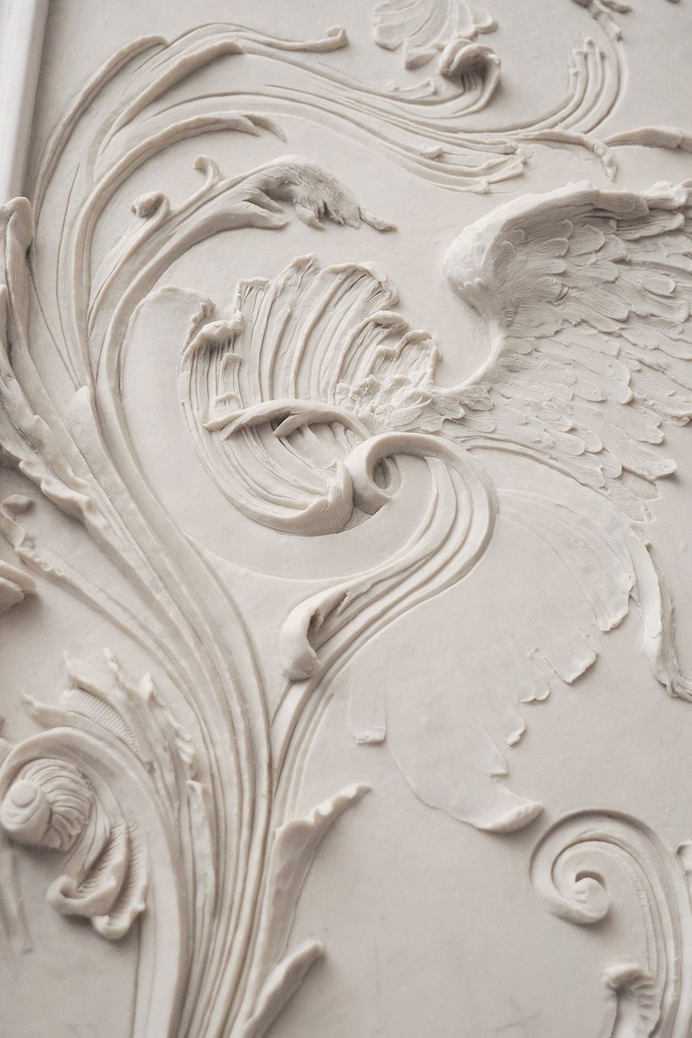 Detail of Alexander McQueen bas relief sculpted panels.