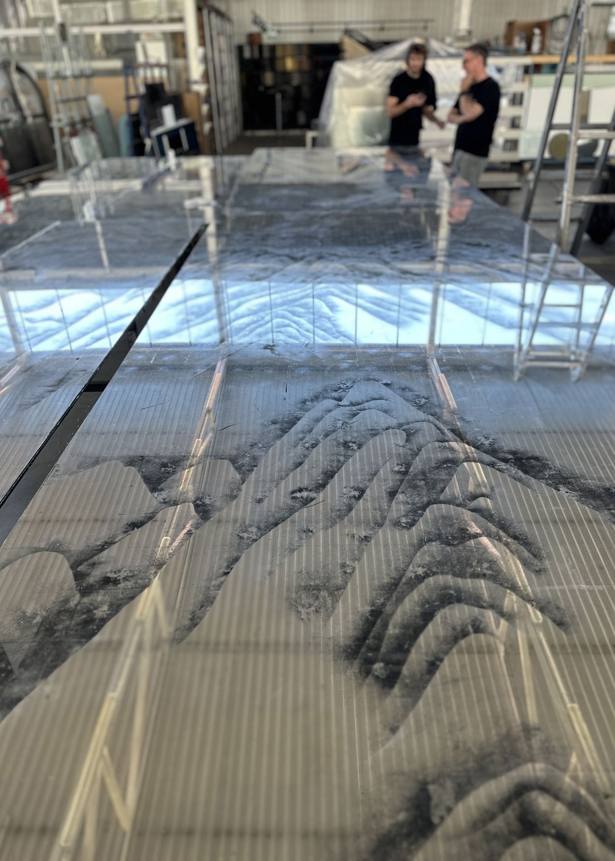 Mountain verre églomisé artwork.