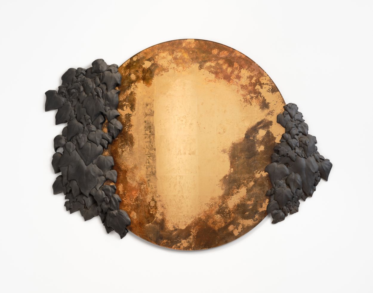 Ivy mirror by Peascod in Charcoal with Rust Red Gold verre églomisé.